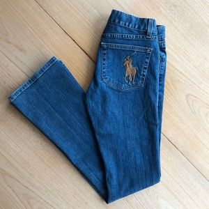 Like New Ralph Lauren Black Label #867 Size 27 Polo Logo Boot Cut Blue Jeans